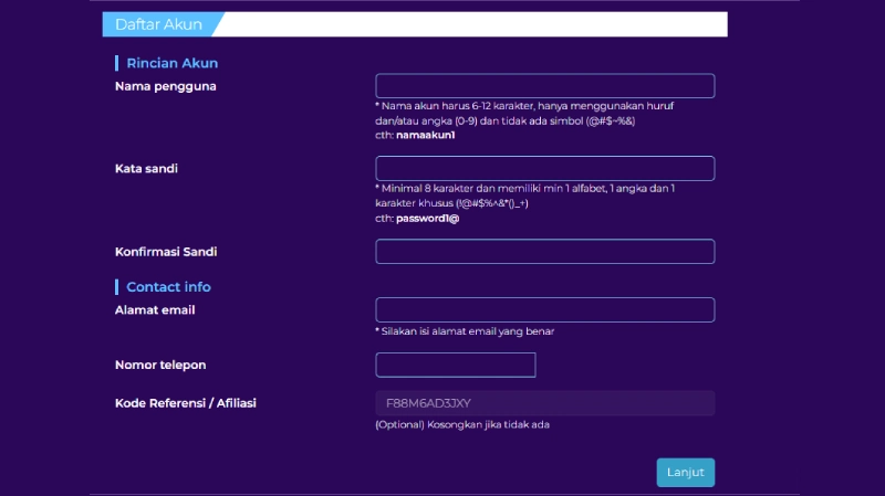 Cara Daftar & Login di RATU77